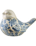 Statuette oiseau céramique fleurs bleues 24,5 cm Tokoname