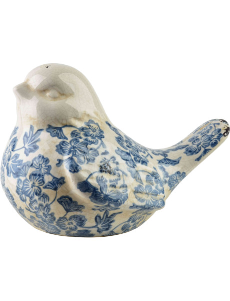 Statuette oiseau céramique fleurs bleues 24,5 cm Tokoname  - 1