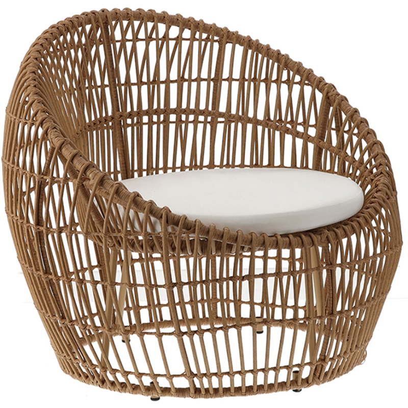 Fauteuil de jardin tressé brun 83 cm Ancone  - 1