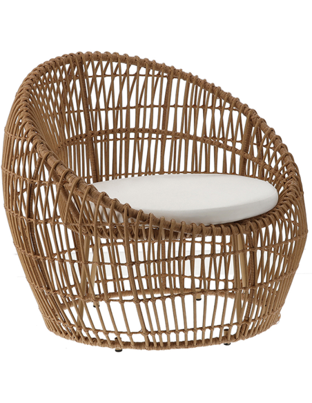 Fauteuil de jardin tressé brun 83 cm Ancone  - 1