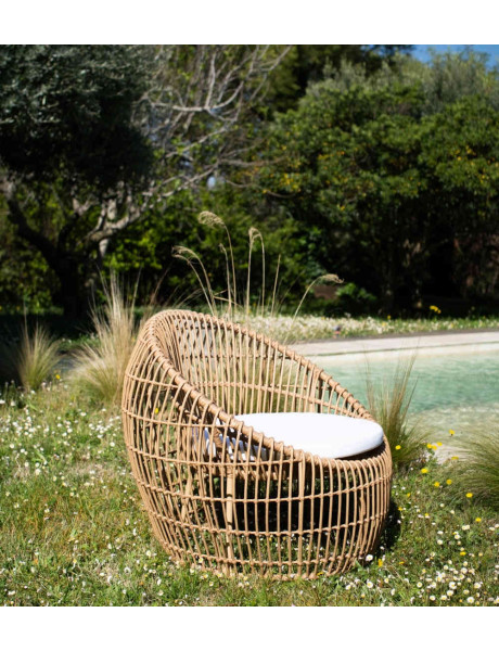 Fauteuil de jardin tressé brun 83 cm Ancone  - 2
