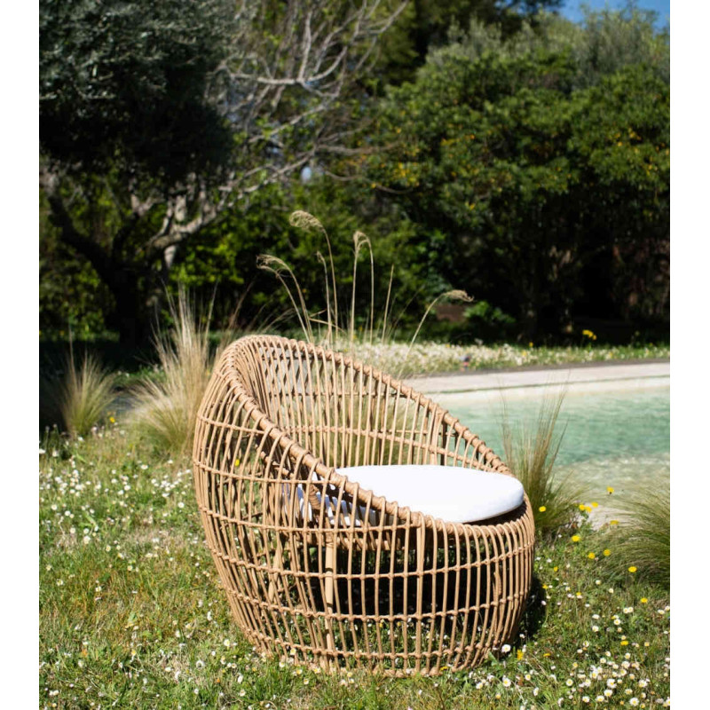 Fauteuil de jardin tressé brun 83 cm Ancone  - 2
