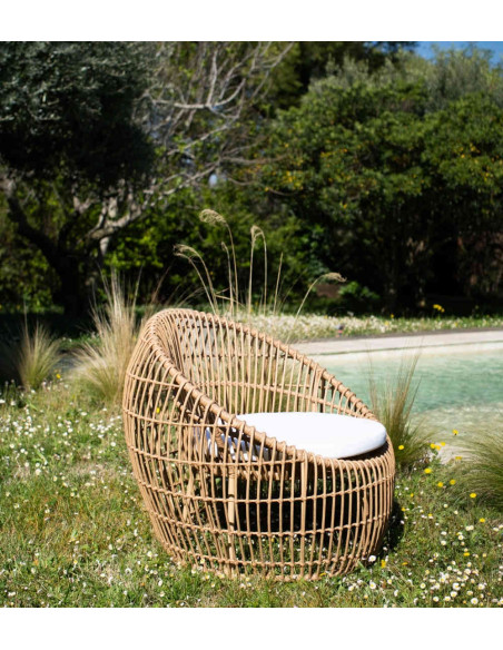 Fauteuil de jardin tressé brun 83 cm Ancone  - 2