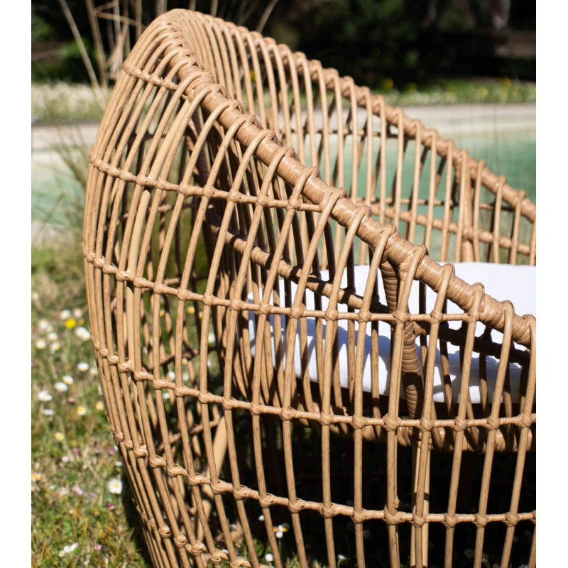 Fauteuil de jardin tressé brun 83 cm Ancone  - 6