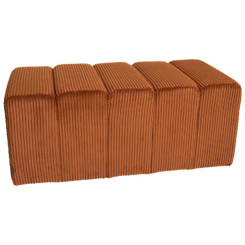 Banc bout de lit tissu côtelé terracotta 98 cm Melvin  - 1