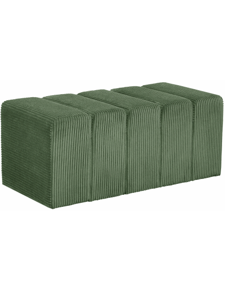 Banc bout de lit tissu côtelé vert sauge 98 cm Melvin  - 1