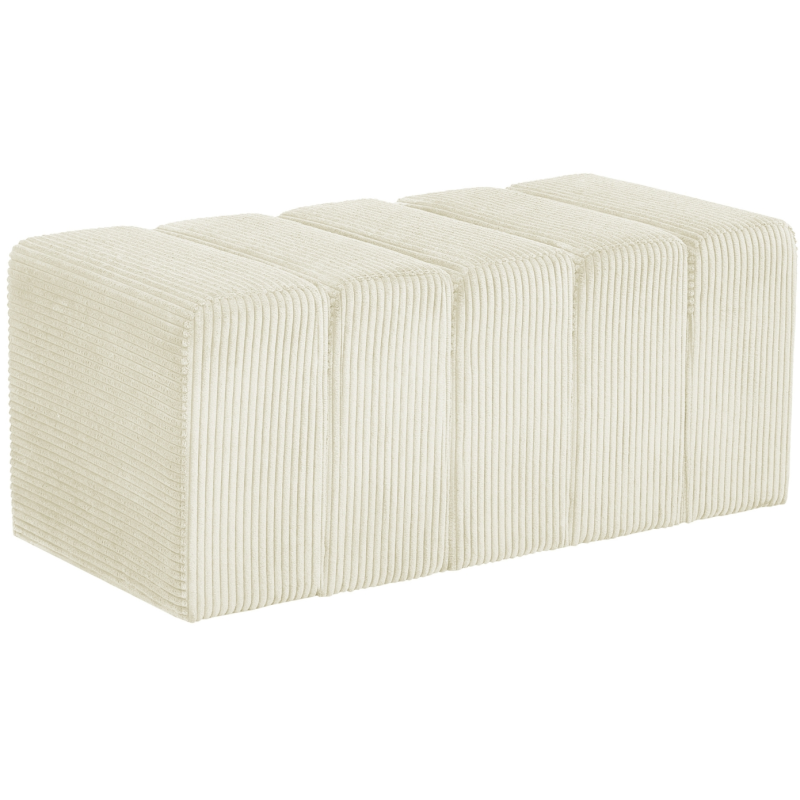 Banc bout de lit tissu côtelé crème 98 cm Melvin  - 1