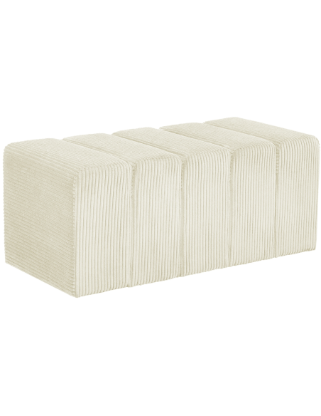 Banc bout de lit tissu côtelé crème 98 cm Melvin  - 1