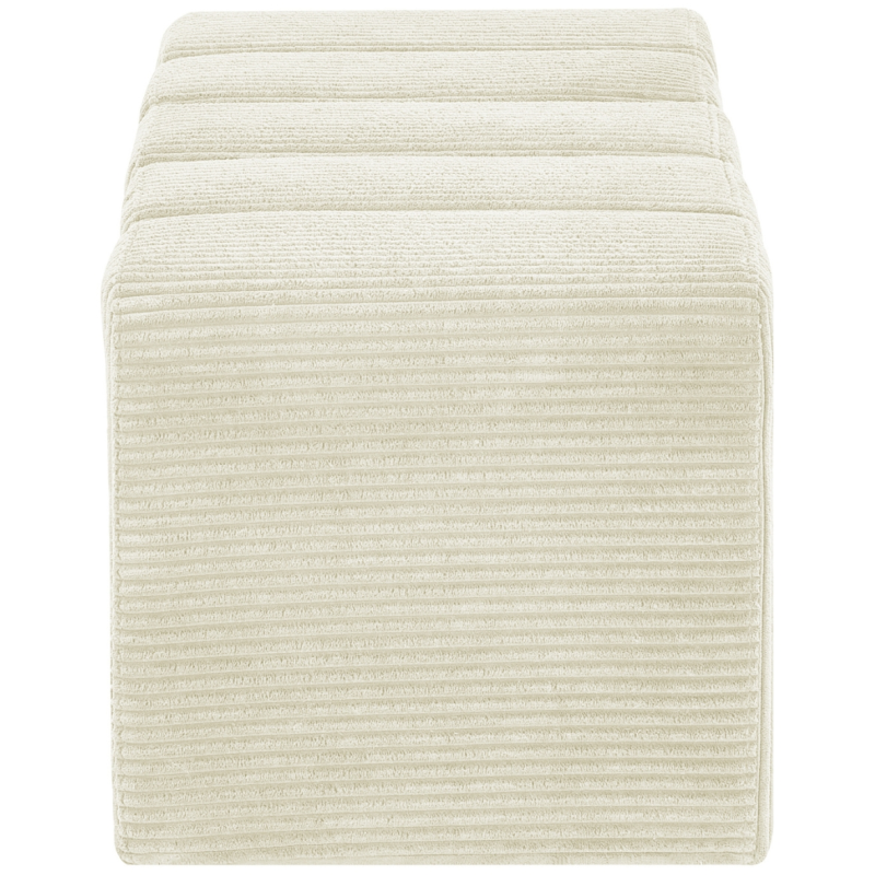 Banc bout de lit tissu côtelé crème 98 cm Melvin  - 3