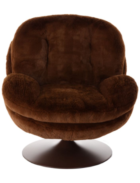 Fauteuil pivotant fausse fourrure chocolat Memento  - 2