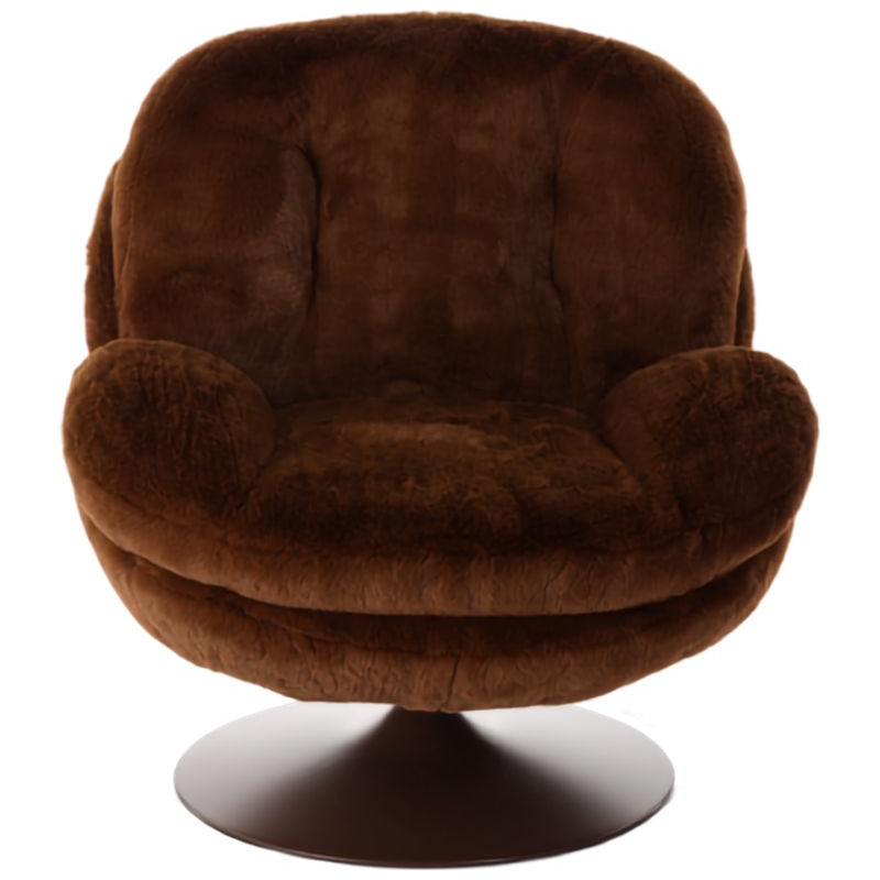Fauteuil pivotant fausse fourrure chocolat Memento  - 2