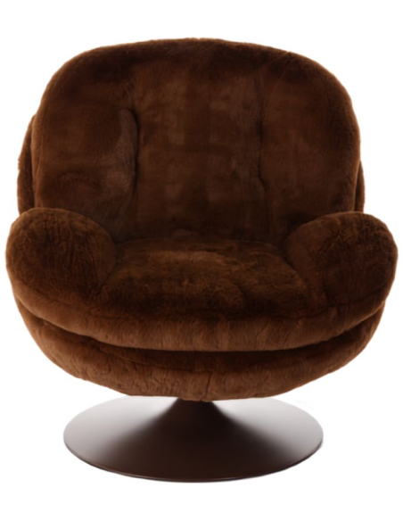 Fauteuil pivotant fausse fourrure chocolat Memento  - 2