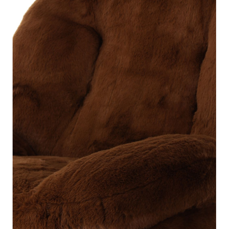 Fauteuil pivotant fausse fourrure chocolat Memento  - 4