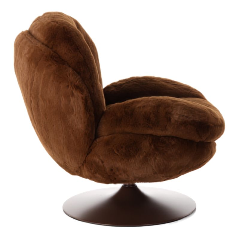 Fauteuil pivotant fausse fourrure chocolat Memento  - 3