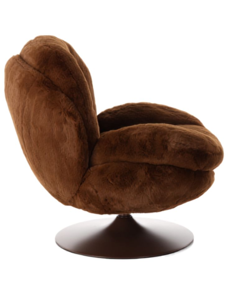 Fauteuil pivotant fausse fourrure chocolat Memento  - 3