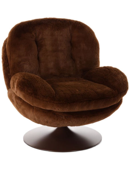 Fauteuil pivotant fausse fourrure chocolat Memento  - 1