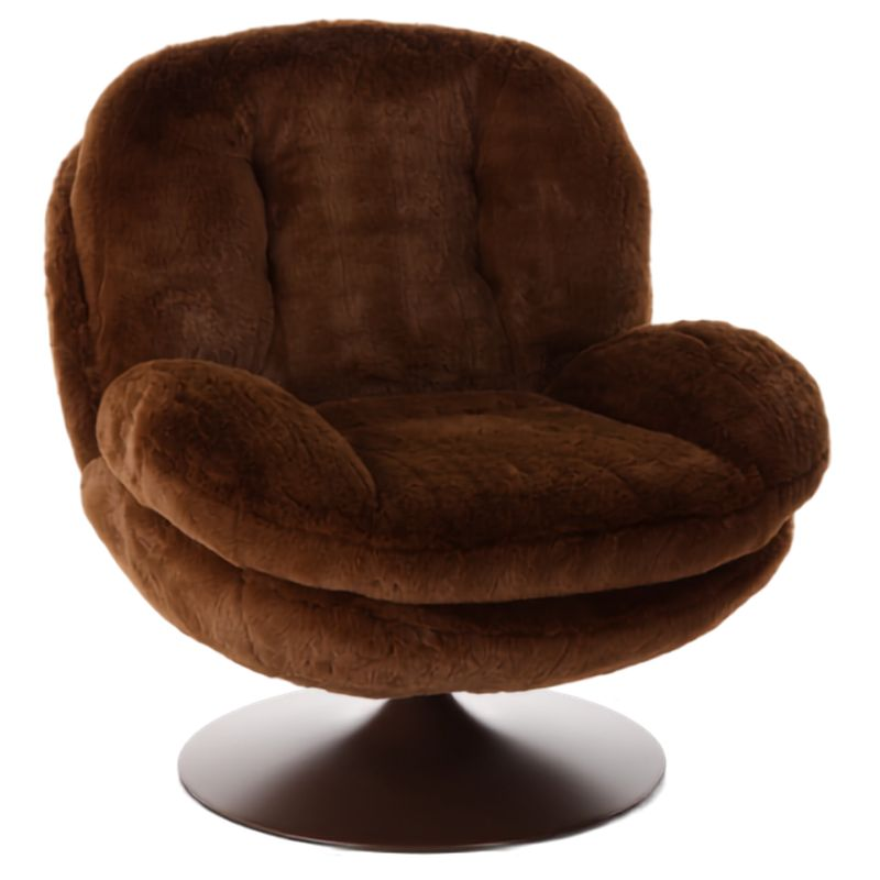 Fauteuil pivotant fausse fourrure chocolat Memento  - 1