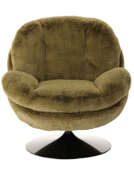 Fauteuil pivotant fausse fourrure kaki Memento  - 2