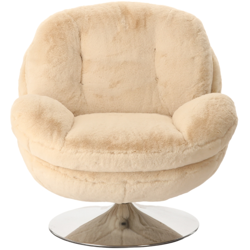 Fauteuil pivotant fausse fourrure blanc cassé 86x81x83 cm Memento  - 2