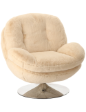 Fauteuil pivotant fausse fourrure blanc cassé 86x81x83 cm Memento