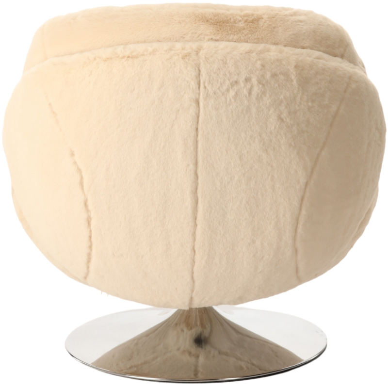 Fauteuil pivotant fausse fourrure blanc cassé 86x81x83 cm Memento  - 4