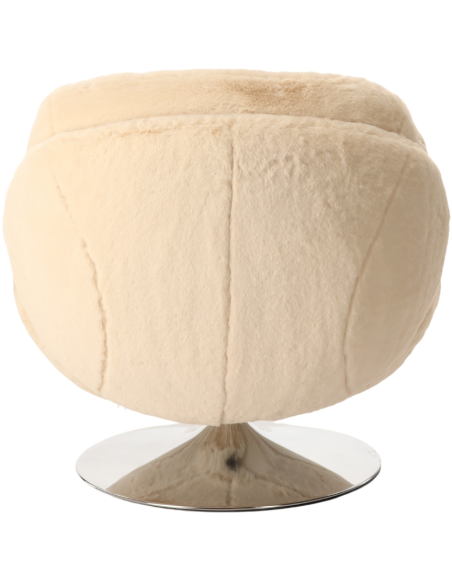 Fauteuil pivotant fausse fourrure blanc cassé 86x81x83 cm Memento  - 4