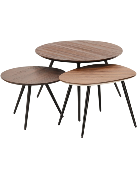 Tables basses gigognes bois recyclé métal Simone  - 1