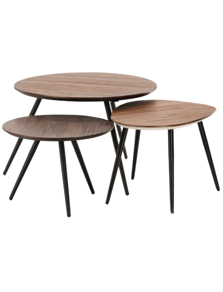 Tables basses gigognes bois recyclé métal Simone  - 2