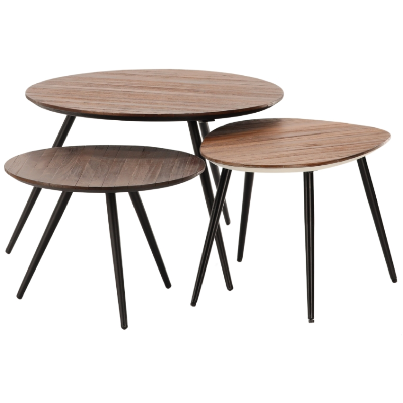 Tables basses gigognes bois recyclé métal Simone  - 2