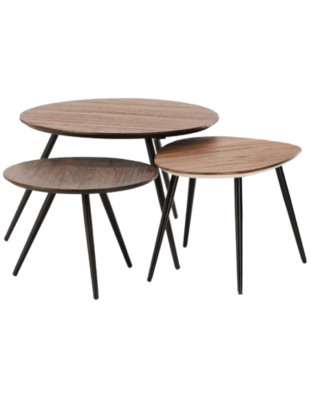 Tables basses gigognes bois recyclé métal Simone  - 2