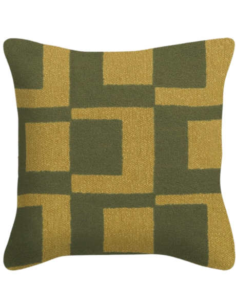 Coussin géométrique kaki vert olive 50x50 cm Grannova  - 1