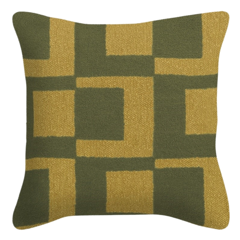 Coussin géométrique kaki vert olive 50x50 cm Grannova  - 1