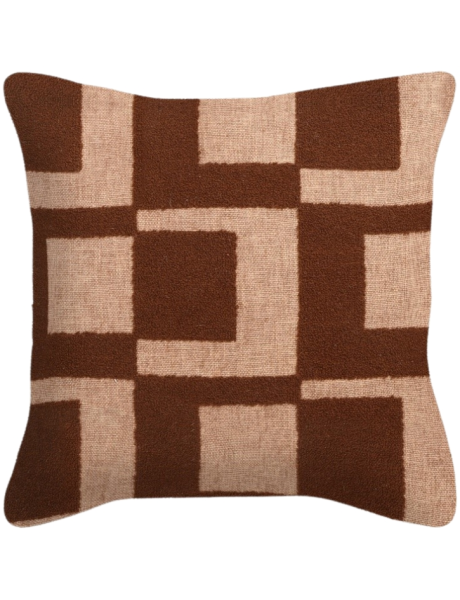 Coussin géométrique marron noisette 50x50 cm Grannova  - 1