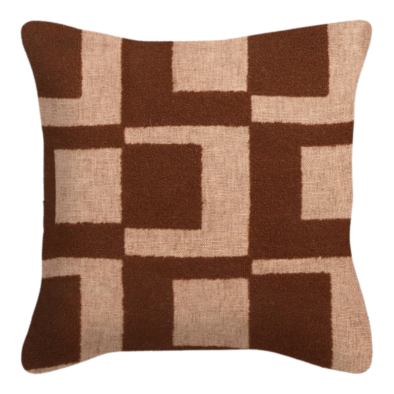 Coussin géométrique marron noisette 50x50 cm Grannova  - 1