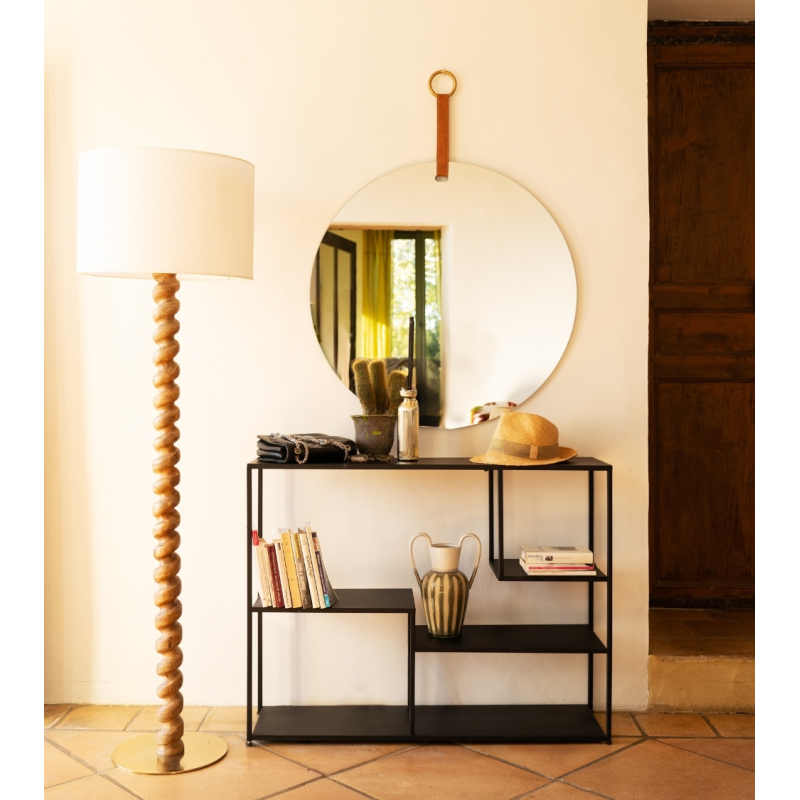 Miroir rond mural sangle polyuréthane 80 cm Epirus  - 2