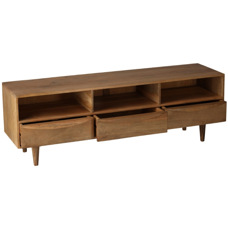 Meuble TV manguier 150 cm 3 tiroirs Barjac  - 3
