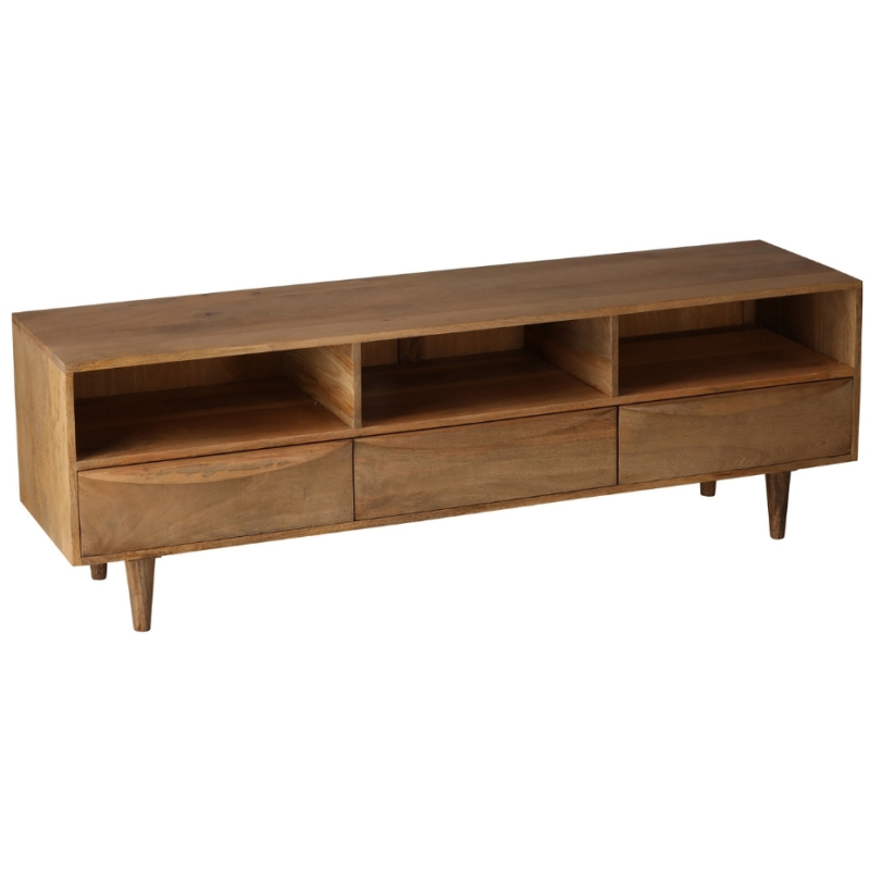 Meuble TV manguier 150 cm 3 tiroirs Barjac  - 1