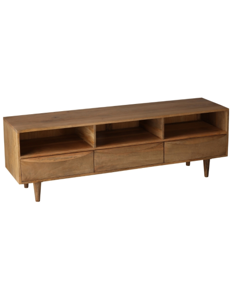 Meuble TV manguier 150 cm 3 tiroirs Barjac  - 1