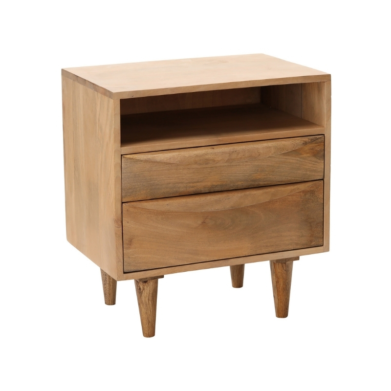Table de chevet manguier 2 tiroirs et niche 55 cm Barjac  - 1