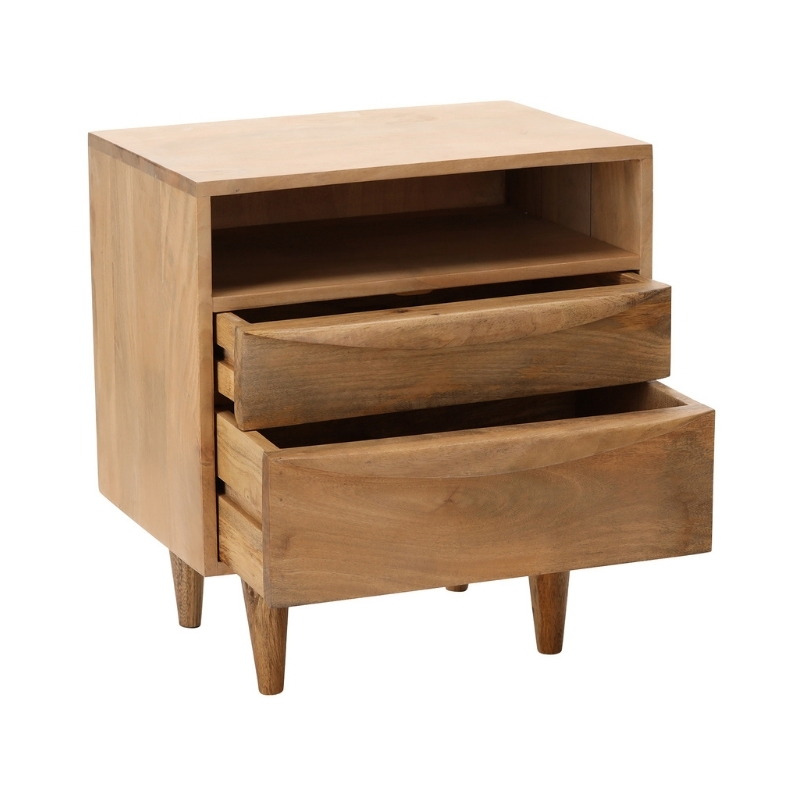 Table de chevet manguier 2 tiroirs et niche 55 cm Barjac  - 3
