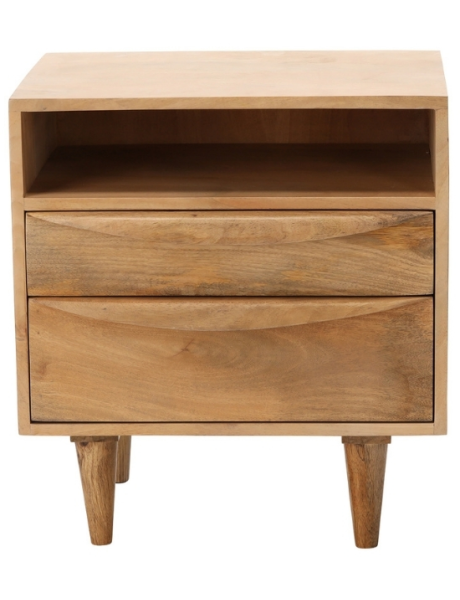Table de chevet manguier 2 tiroirs et niche 55 cm Barjac  - 2