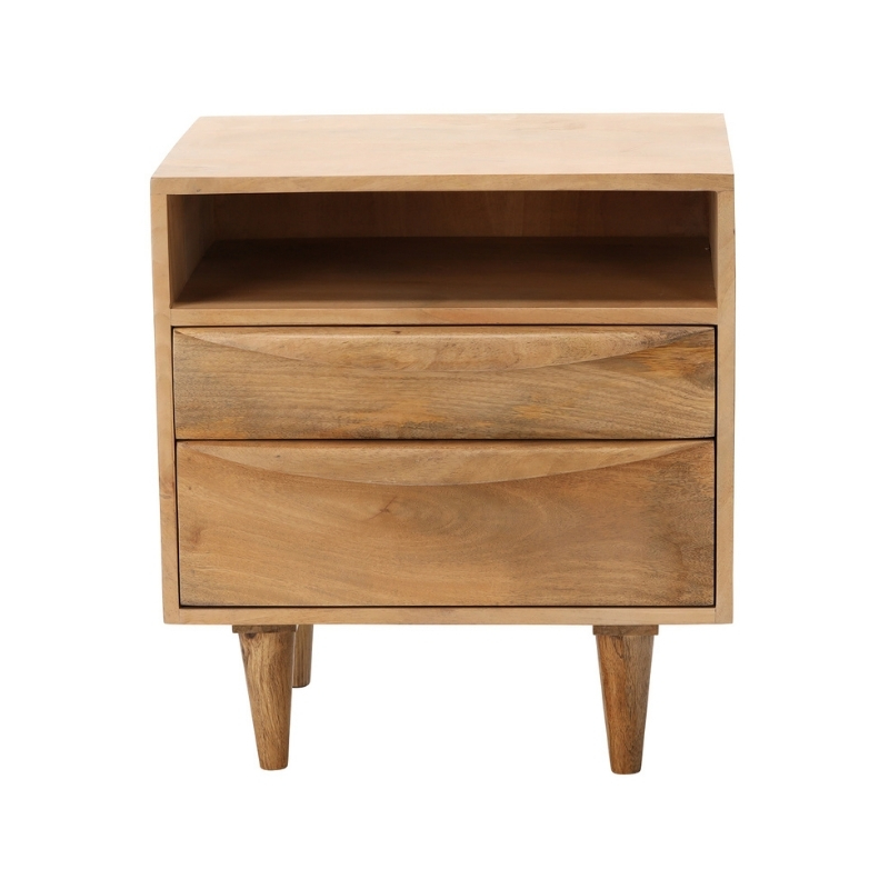 Table de chevet manguier 2 tiroirs et niche 55 cm Barjac  - 2