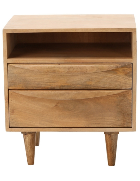 Table de chevet manguier 2 tiroirs et niche 55 cm Barjac  - 2