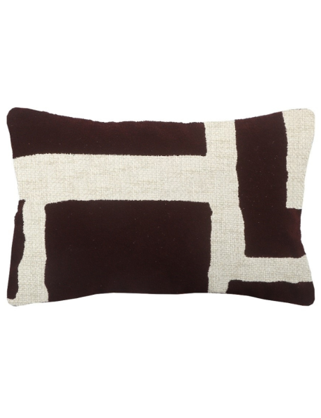 Coussin rectangulaire graphique prune blanc 40x60 cm Grannova  - 1