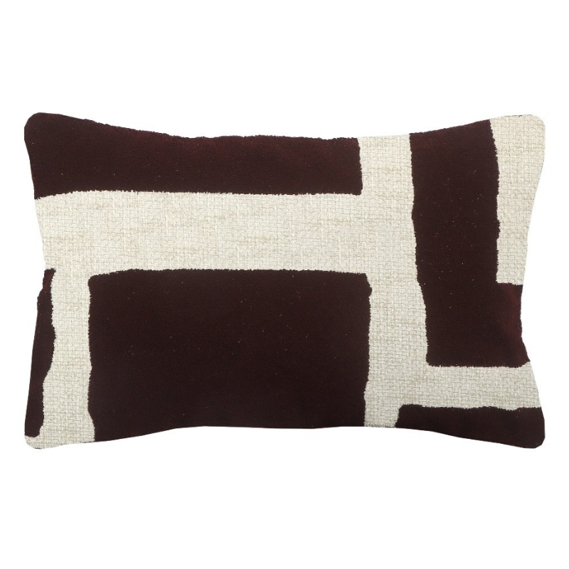 Coussin rectangulaire graphique prune blanc 40x60 cm Grannova  - 1