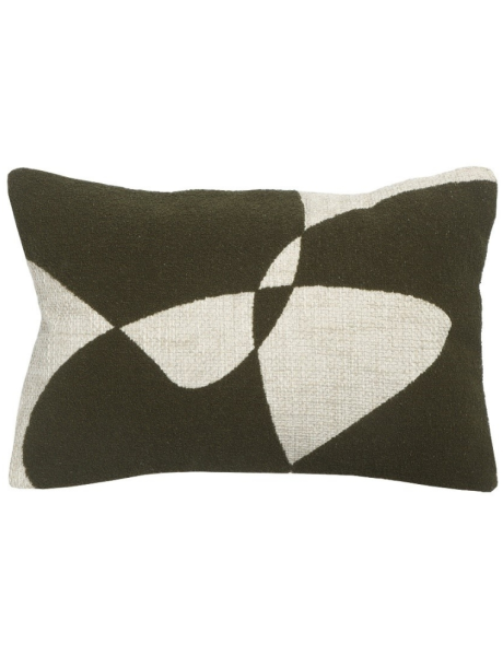 Coussin rectangulaire kaki blanc 40x60 cm Grannova  - 1