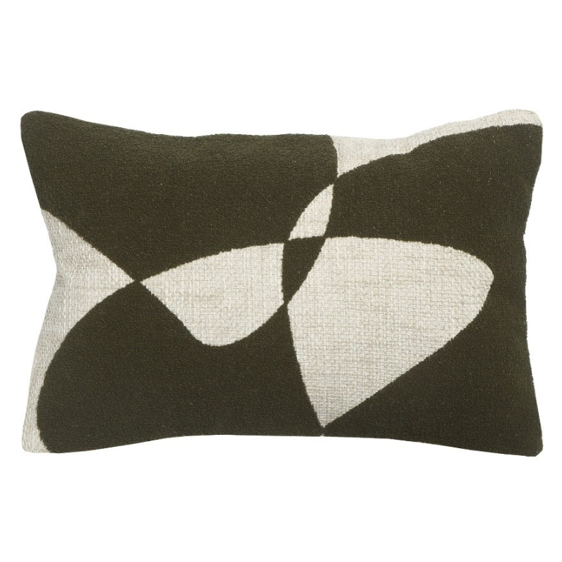 Coussin rectangulaire kaki blanc 40x60 cm Grannova  - 1