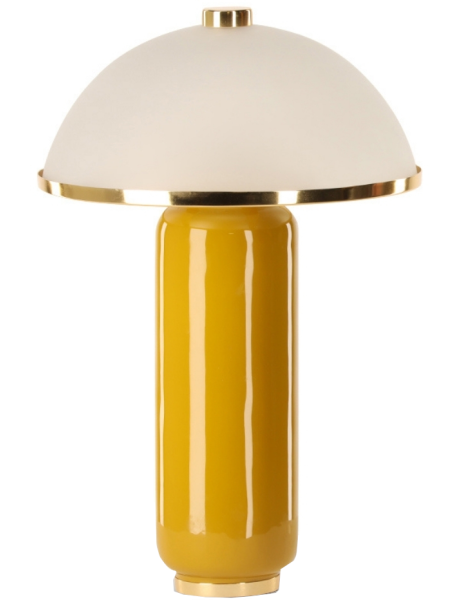Lampe à poser champignon verre blanc moutarde 45,5 cm Omnia  - 1