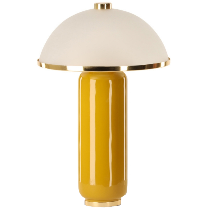 Lampe à poser champignon verre blanc moutarde 45,5 cm Omnia  - 1