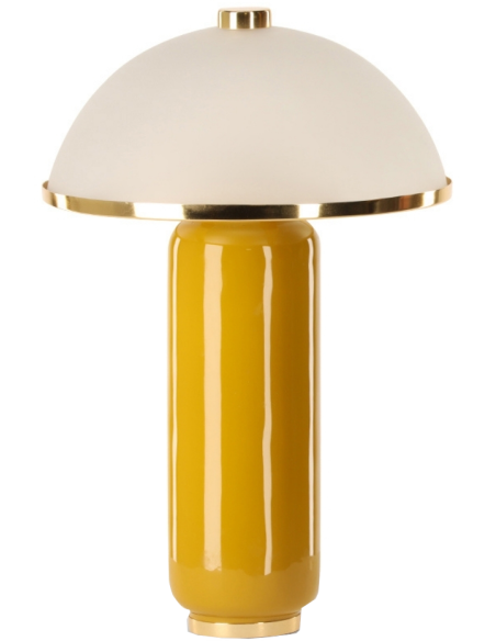 Lampe à poser champignon verre blanc moutarde 45,5 cm Omnia  - 1